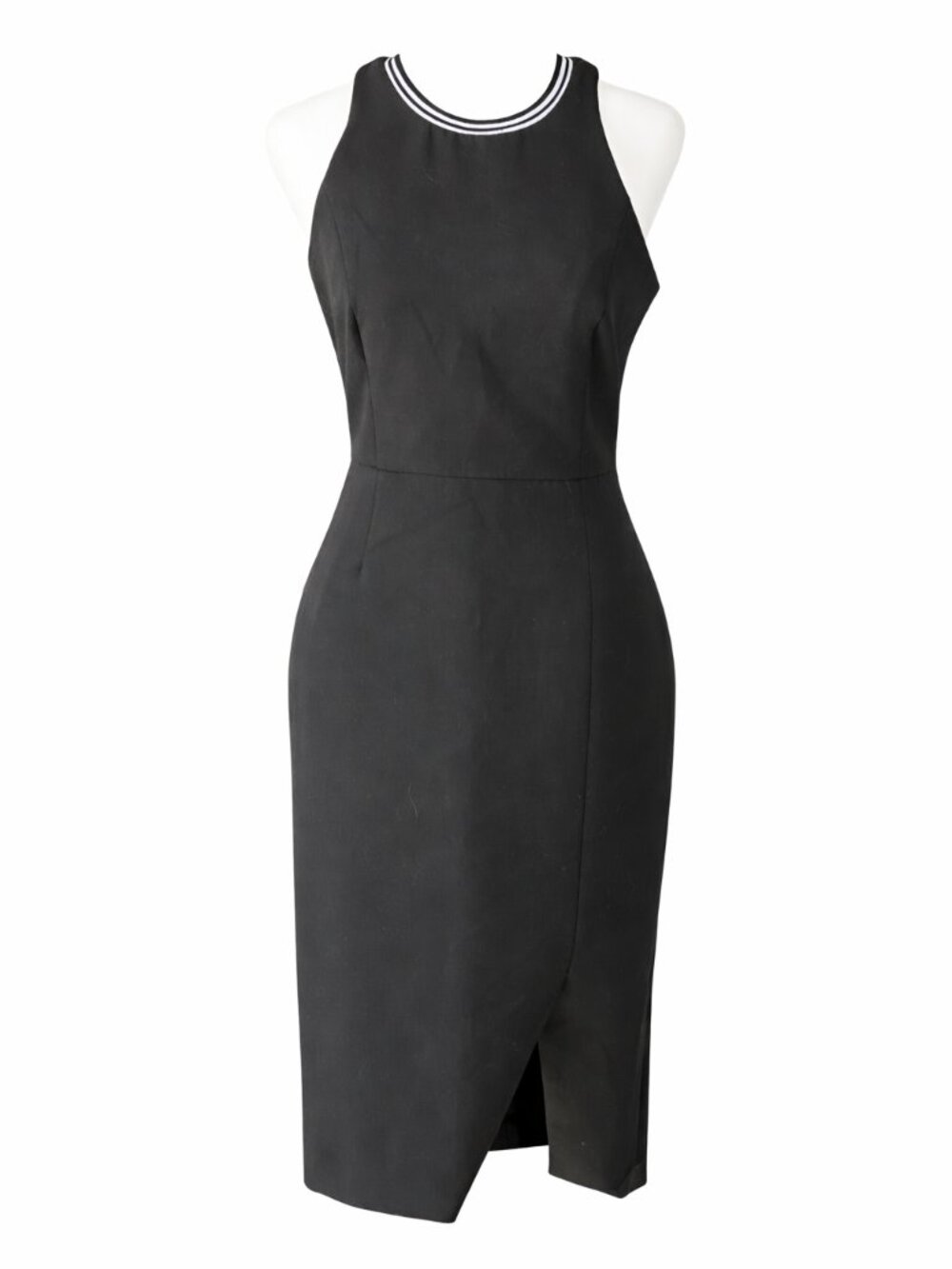 Banana Republic Black Stretch Racer-Neck Sheath Dress | Sleek Midi
